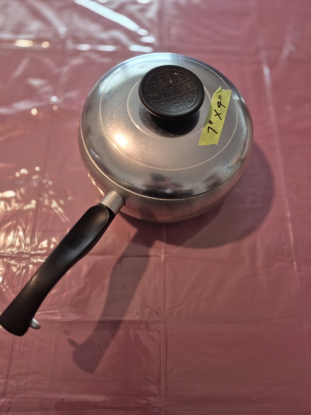 Vintage Wear-Ever 4002 Hallite Aluminum Saucepan with Black Handle and Lid